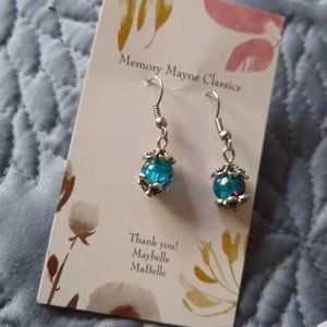 vintage 90s artisan hand made art dichroic glass dangle earrings